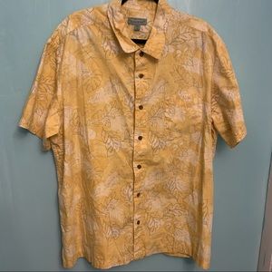 Kona Wind Men's 2XL Light Orange/Tan Flora Hawaii Short Sleeve Button-UP Shirt